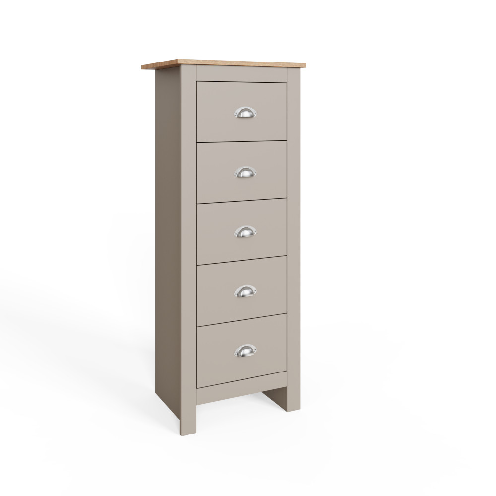 Fife Grey 5 Drawer Tall Boy