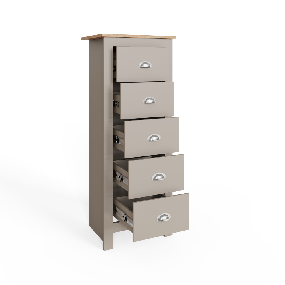 Fife Grey 5 Drawer Tall Boy