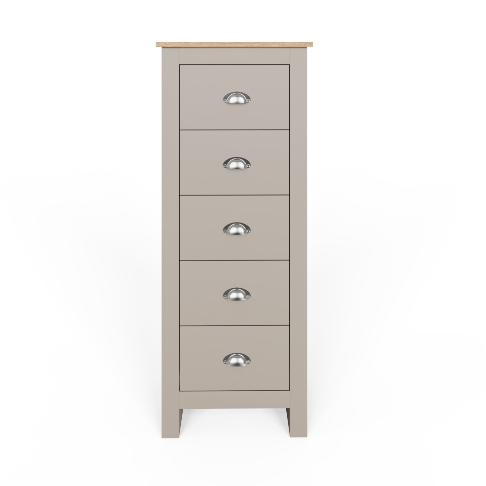 Fife Grey 5 Drawer Tall Boy