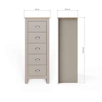 Fife Grey 5 Drawer Tall Boy