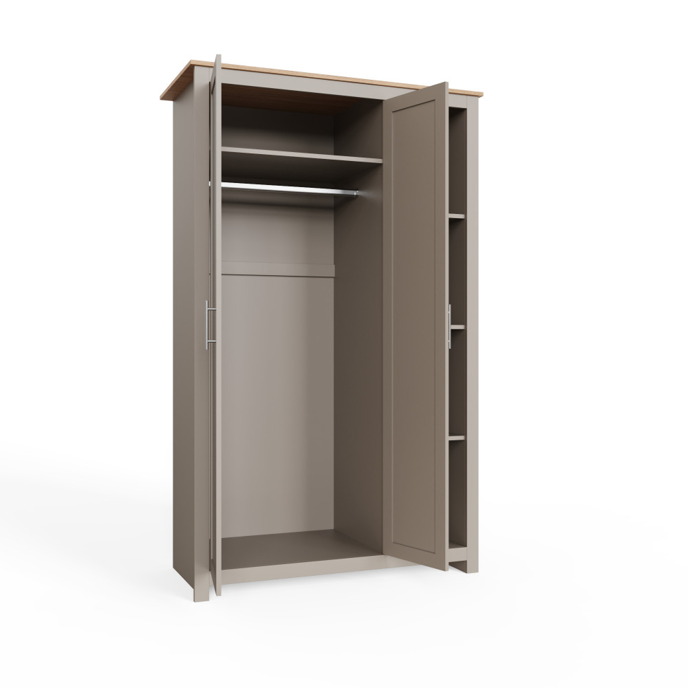 Fife Grey 2 Door Wardrobe With Shelves