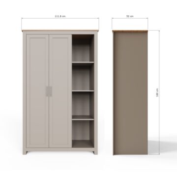 Fife Grey 2 Door Wardrobe With Shelves