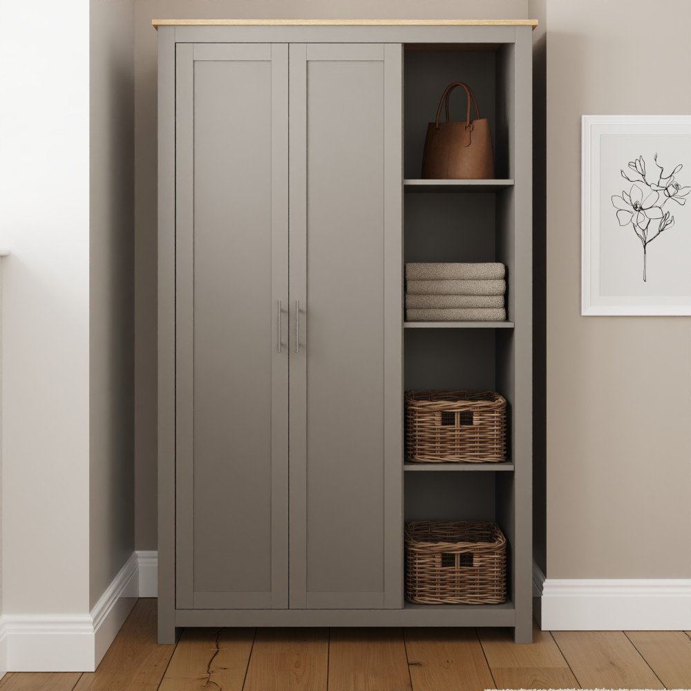 Fife Grey Wardrobe With Shelves