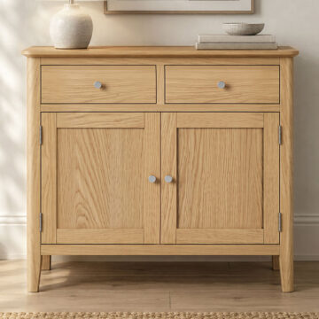 Folkestone Light Oak 2 Door 2 Drawer Small Sideboard | Assembled