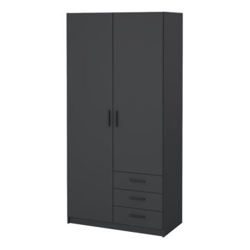 Harlow Matt Grey 2 Door Wardrobe with Drawers