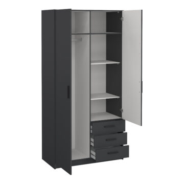 Harlow Matt Grey 2 Door Wardrobe with Drawers