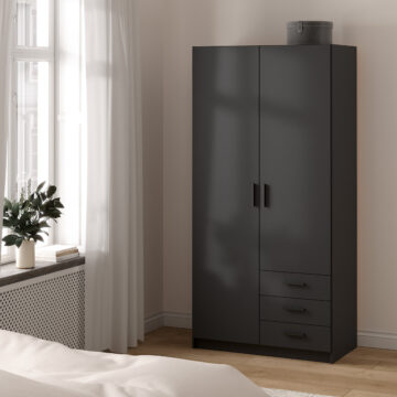 Harlow Matt Grey 2 Door Wardrobe with Drawers