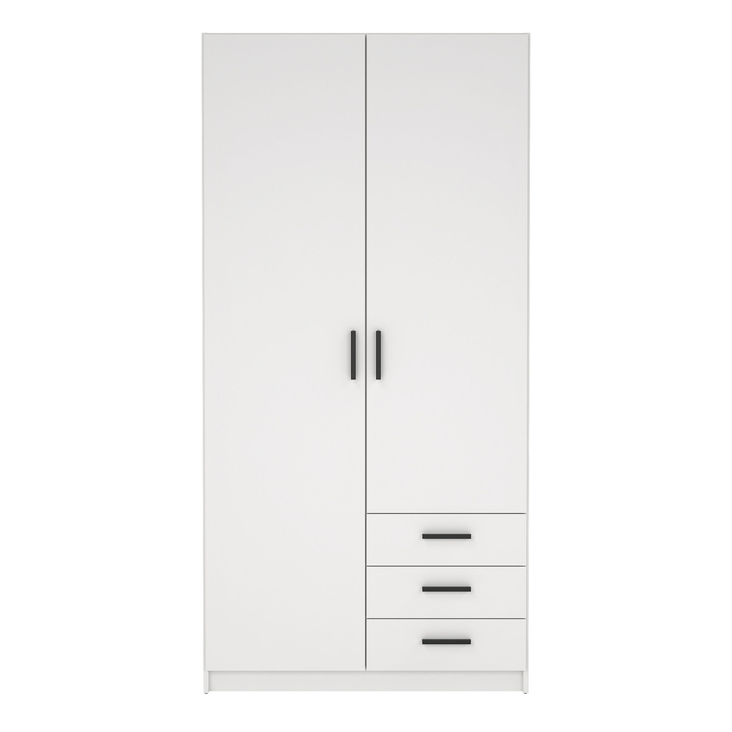 Harlow Wardrobe with 2 Doors + 3 Drawers in White