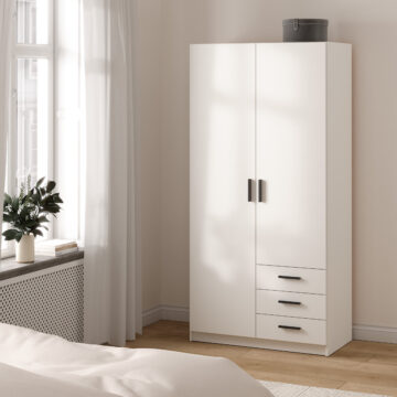 Harlow White 2 Door Wardrobe with Drawers