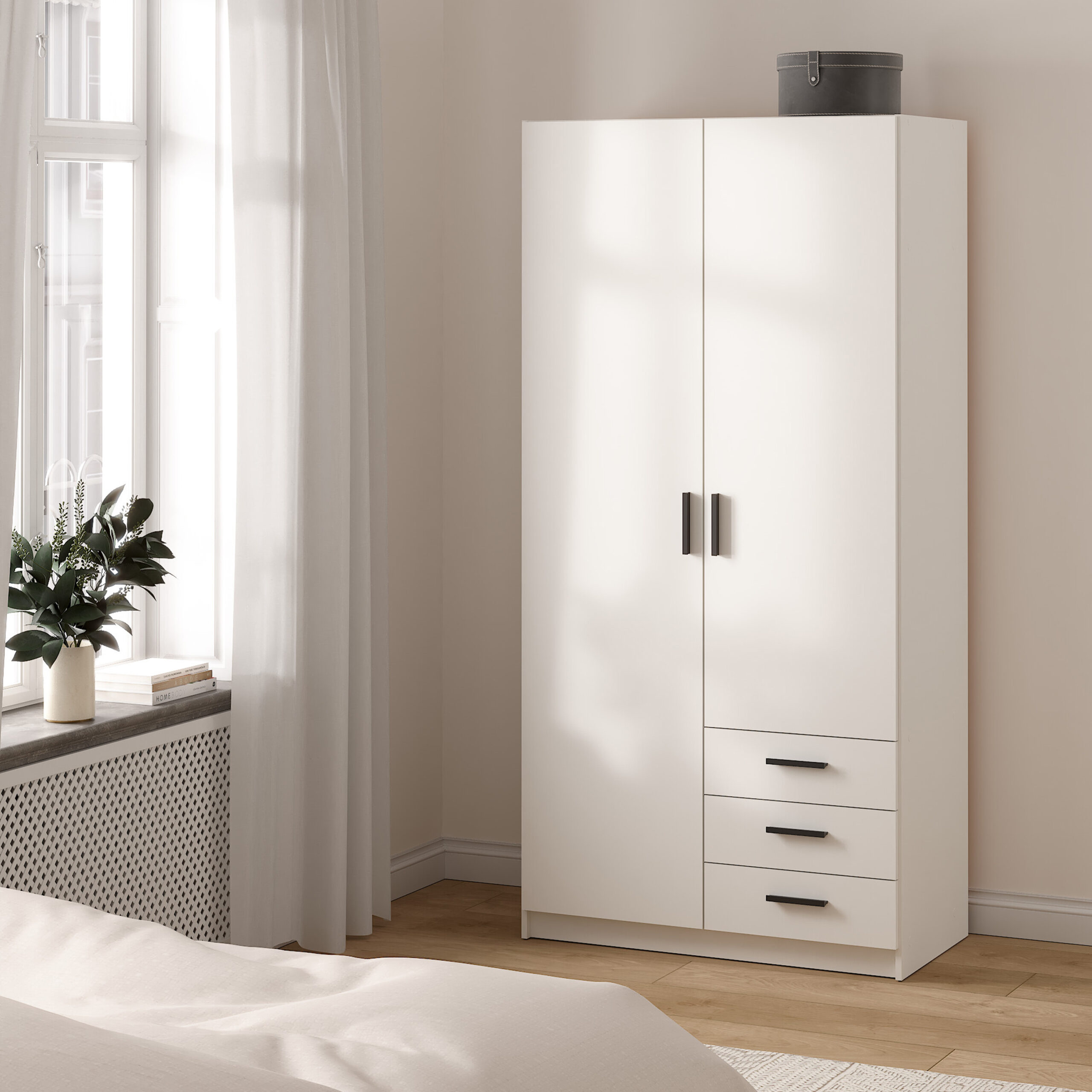 Harlow White 2 Door Wardrobe with Drawers