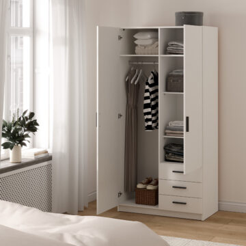 Harlow White 2 Door Wardrobe with Drawers