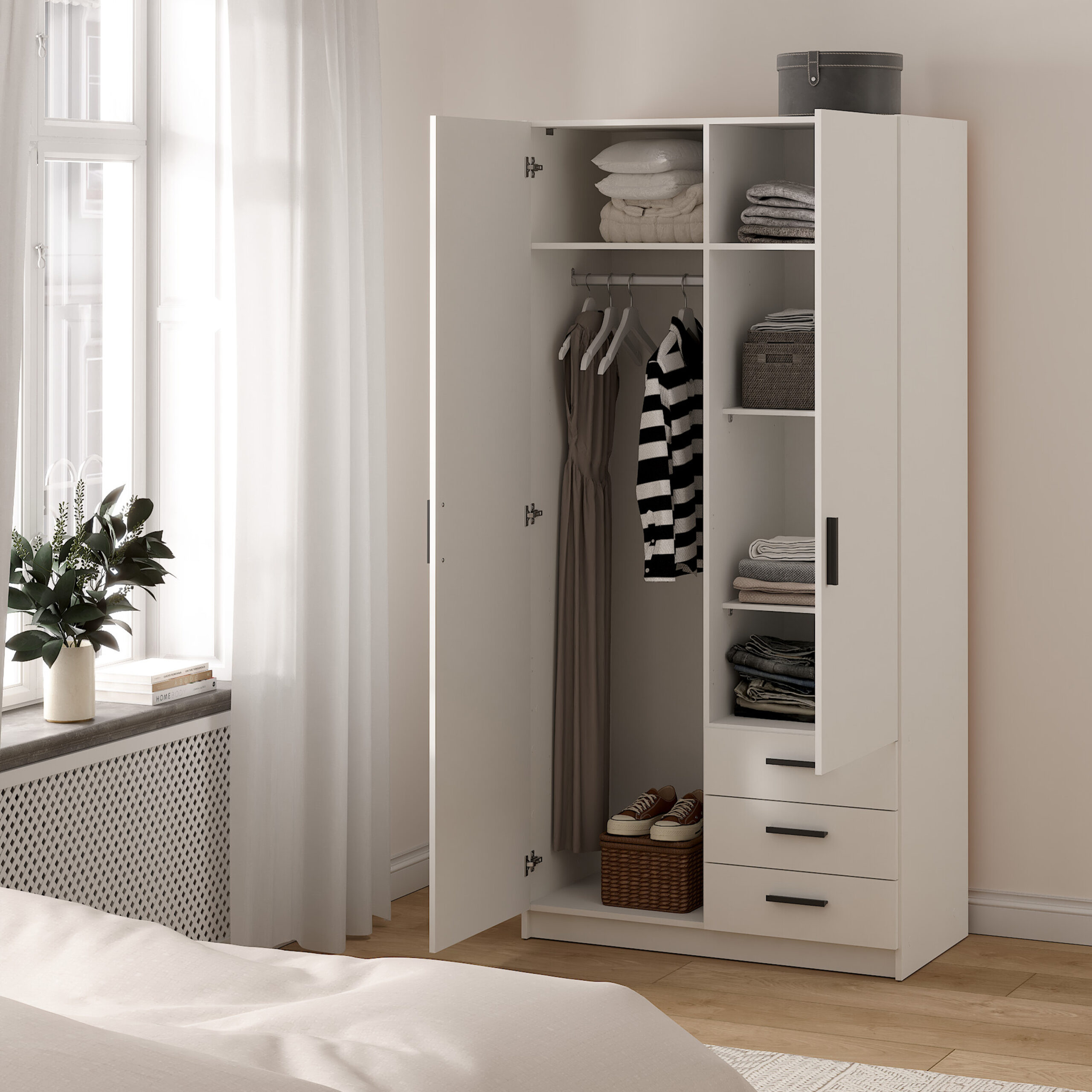 Harlow White 2 Door Wardrobe with Drawers