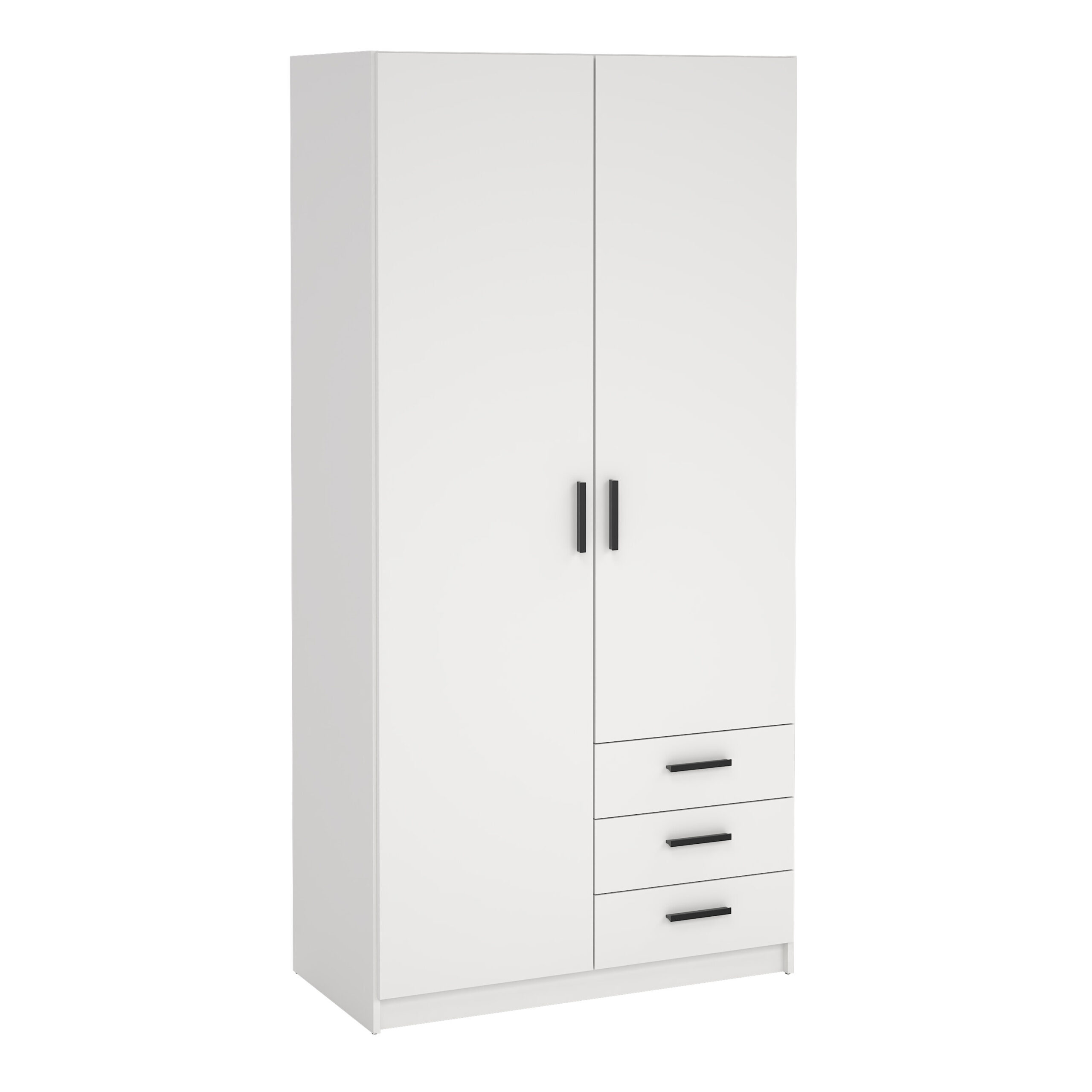 Harlow Wardrobe with 2 Doors + 3 Drawers in White