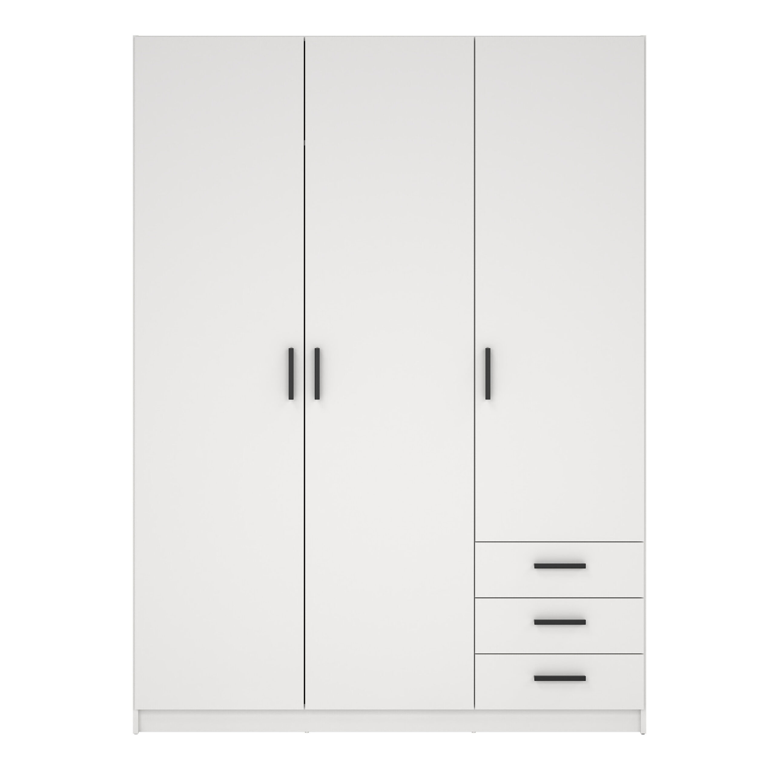 Harlow Wardrobe with 3 Doors + 3 Drawers in White