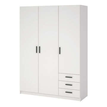 Harlow White 3 Door Wardrobe with Drawers