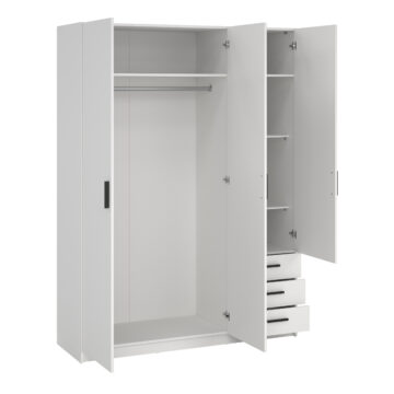 Harlow White 3 Door Wardrobe with Drawers