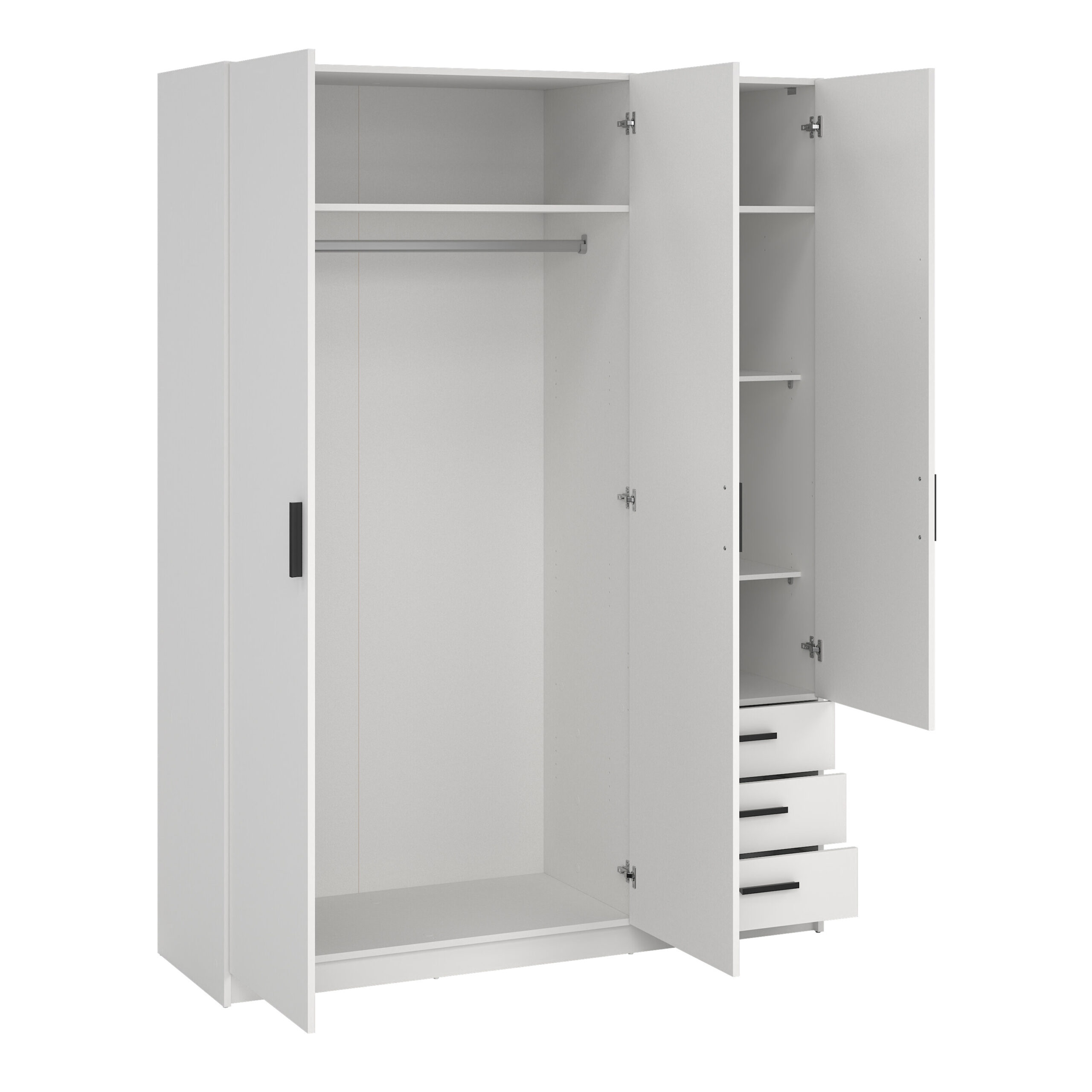 Harlow White 3 Door Wardrobe with Drawers