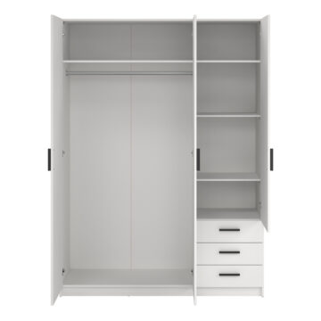Harlow White 3 Door Wardrobe with Drawers