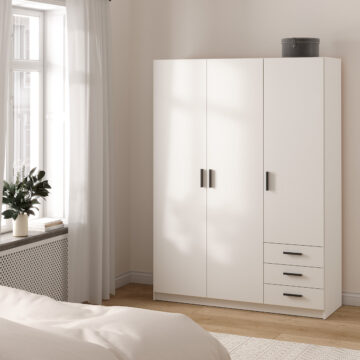 Harlow White 3 Door Wardrobe with Drawers