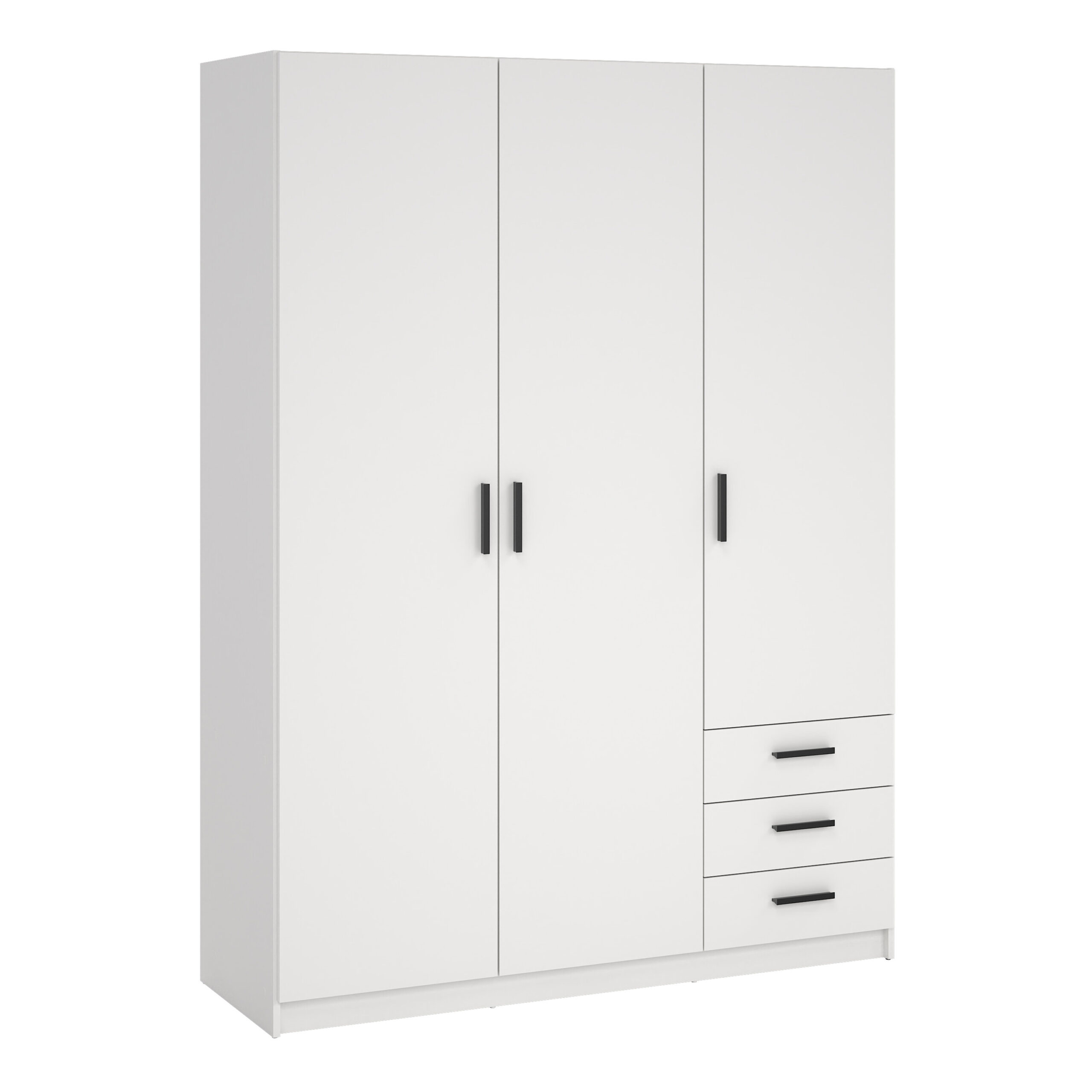 Harlow Wardrobe with 3 Doors + 3 Drawers in White