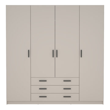 Harlow Wardrobe with 4 Doors + 3 Drawers in Cashmere