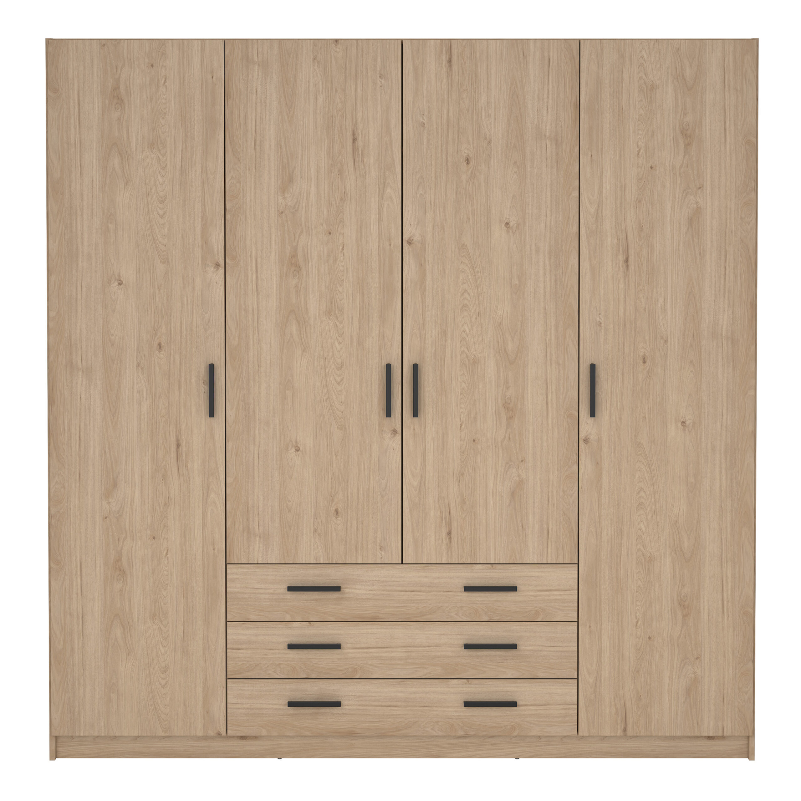 Harlow Wardrobe with 4 Doors + 3 Drawers in Jackson Hickory