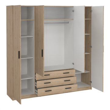 Harlow 4 Door Wardrobe with Drawers | Jackson Hickory Oak Finish