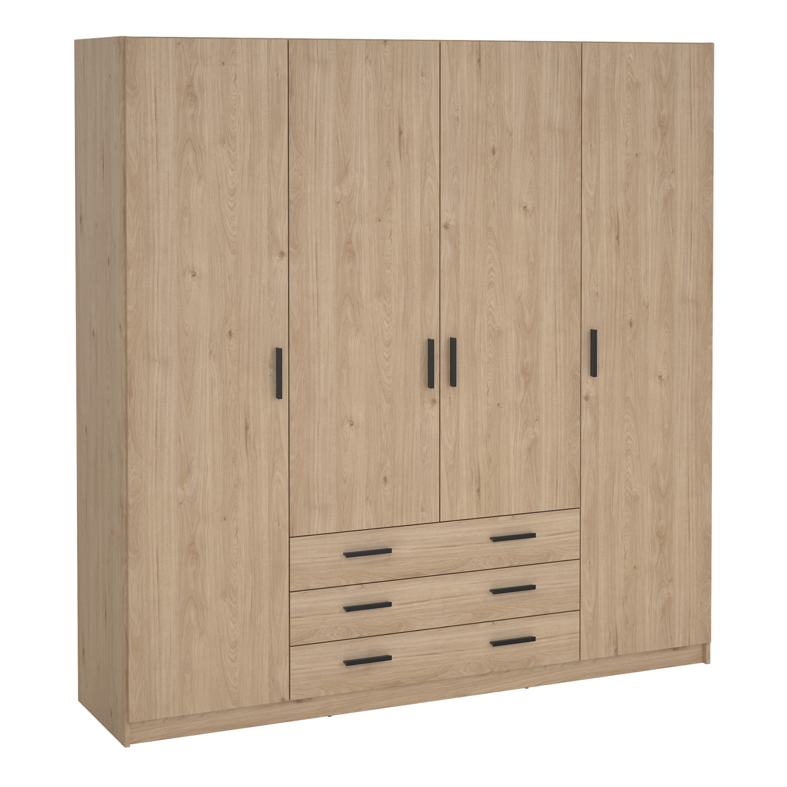 Harlow Wardrobe with 4 Doors + 3 Drawers in Jackson Hickory