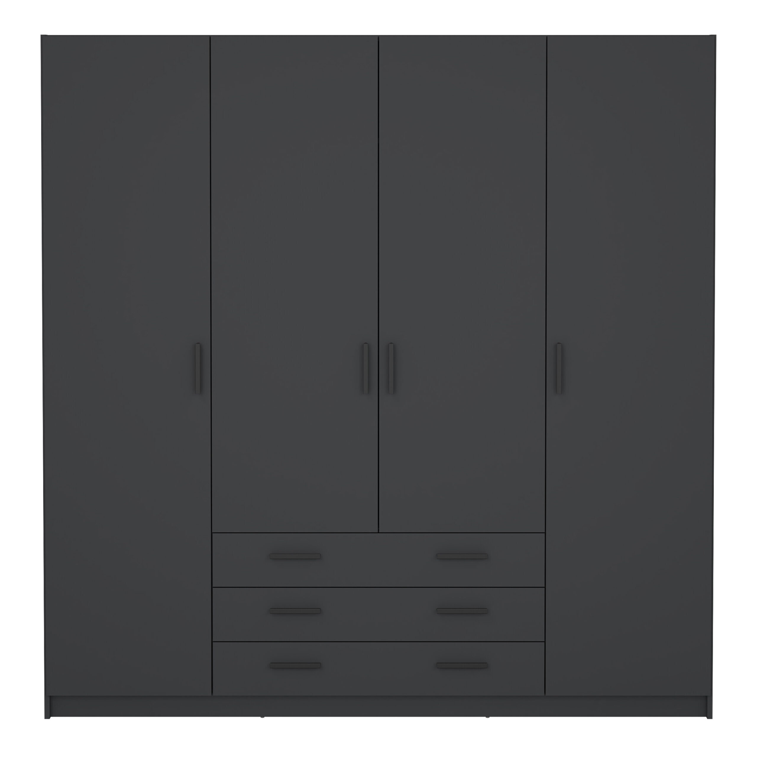 Harlow Wardrobe with 4 Doors + 3 Drawers in Matt Grey