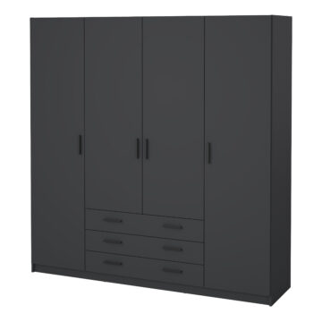 Harlow Matt Grey 4 Door Wardrobe with Drawers