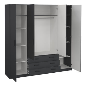 Harlow Matt Grey 4 Door Wardrobe with Drawers