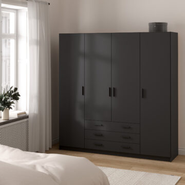 Harlow Matt Grey 4 Door Wardrobe with Drawers