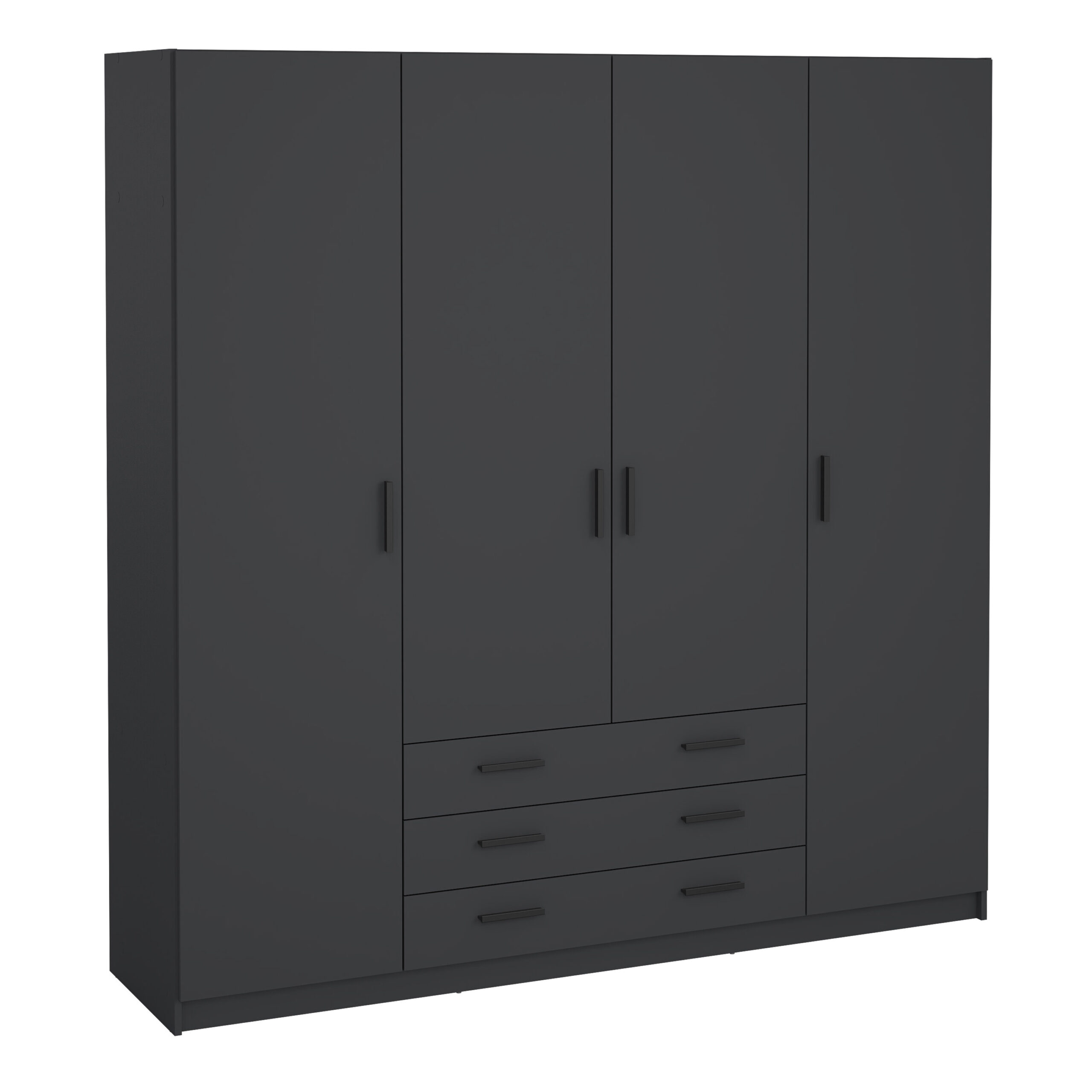 Harlow Wardrobe with 4 Doors + 3 Drawers in Matt Grey