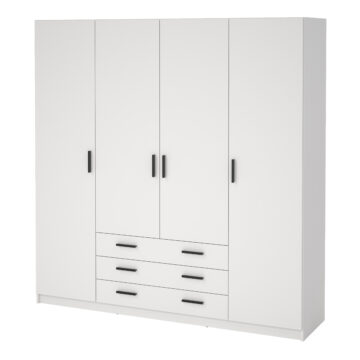 Harlow White 4 Door Wardrobe with Drawers