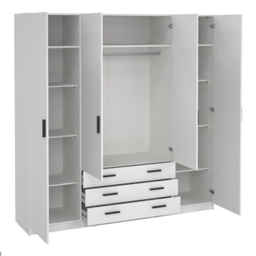 Harlow White 4 Door Wardrobe with Drawers
