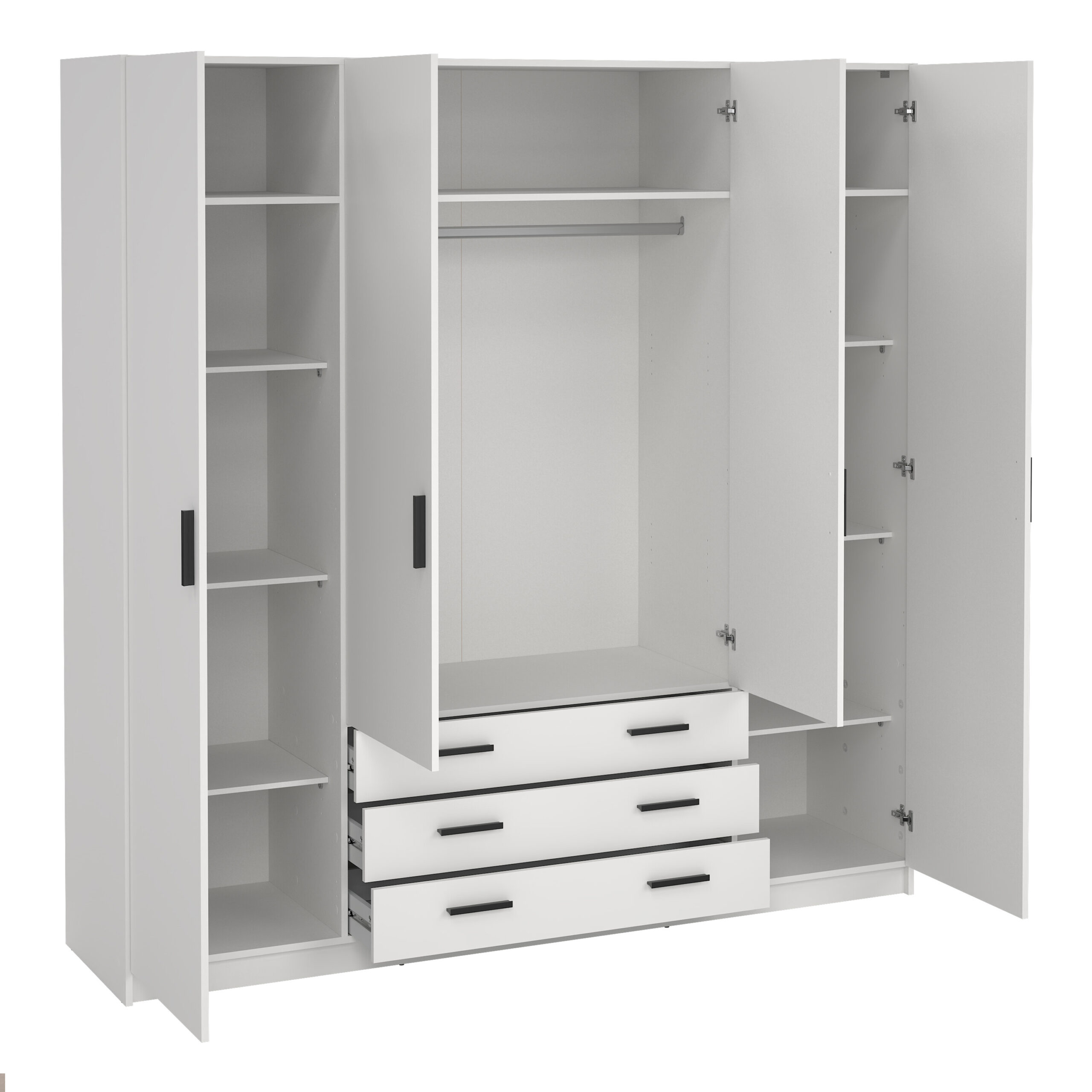 Harlow White 4 Door Wardrobe with Drawers