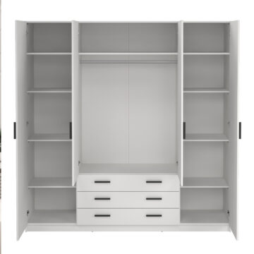 Harlow White 4 Door Wardrobe with Drawers
