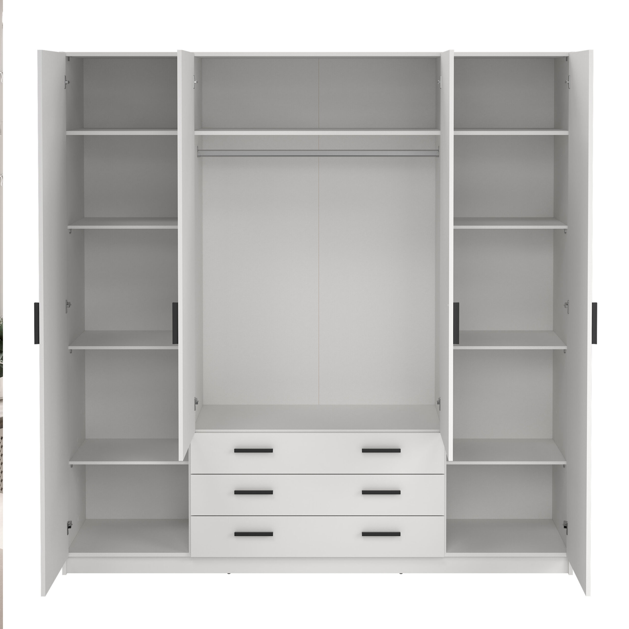 Harlow White 4 Door Wardrobe with Drawers