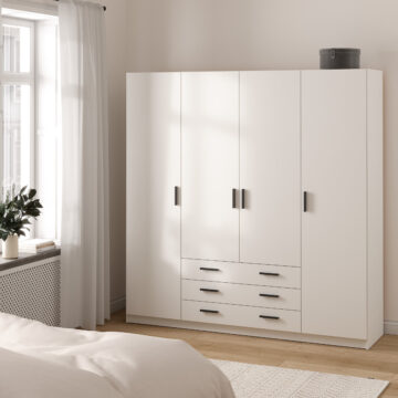 Harlow White 4 Door Wardrobe with Drawers