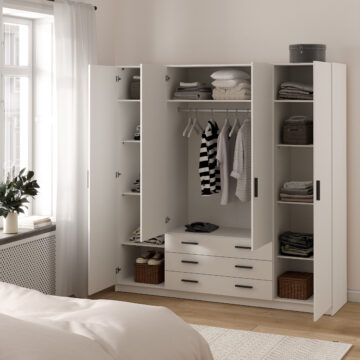 Harlow White 4 Door Wardrobe with Drawers