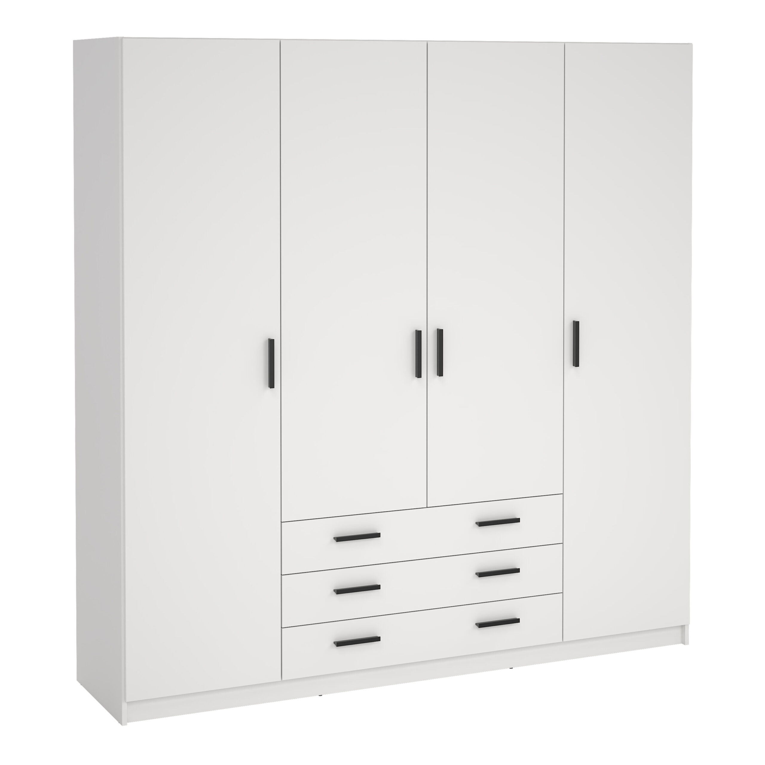 Harlow Wardrobe with 4 Doors + 3 Drawers in White