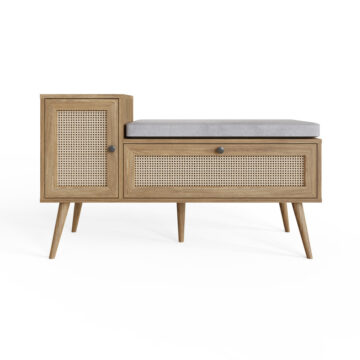 Noor Rattan 2 Door Shoe Cabinet | Oak Finish