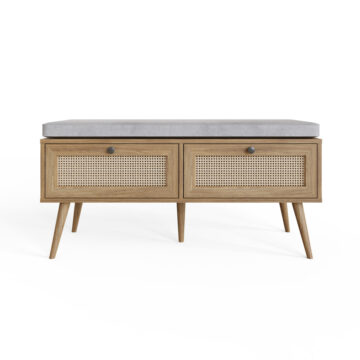Noor Rattan 2 Drawer Shoe Cabinet | Oak Finish