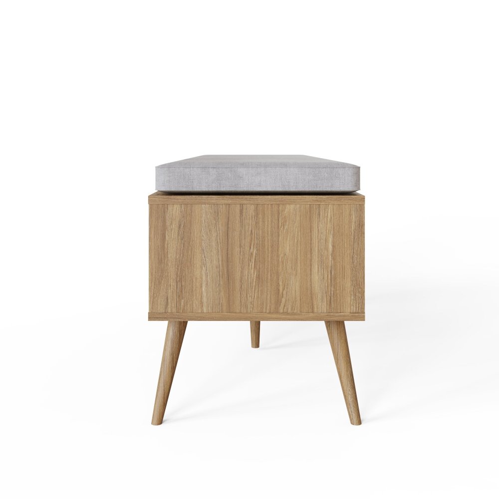Noor Rattan 2 Drawer Shoe Cabinet | Oak Finish