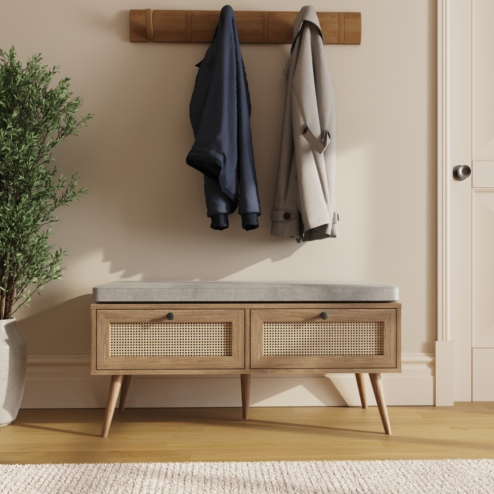 Noor Rattan 2 Drawer Shoe Cabinet