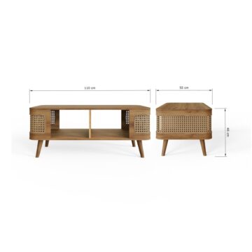 Thalen Rattan Coffee Table | Oak Finish