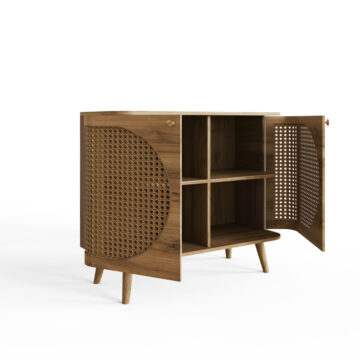 Thalen Rattan Compact Sideboard | Oak Finish
