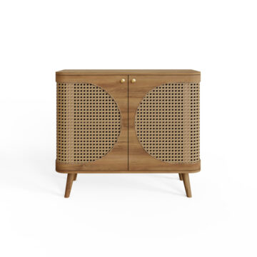 Thalen Rattan Compact Sideboard | Oak Finish