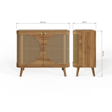 Thalen Rattan Compact Sideboard | Oak Finish