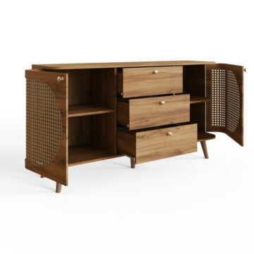 Thalen Rattan Large Sideboard | Oak Finish